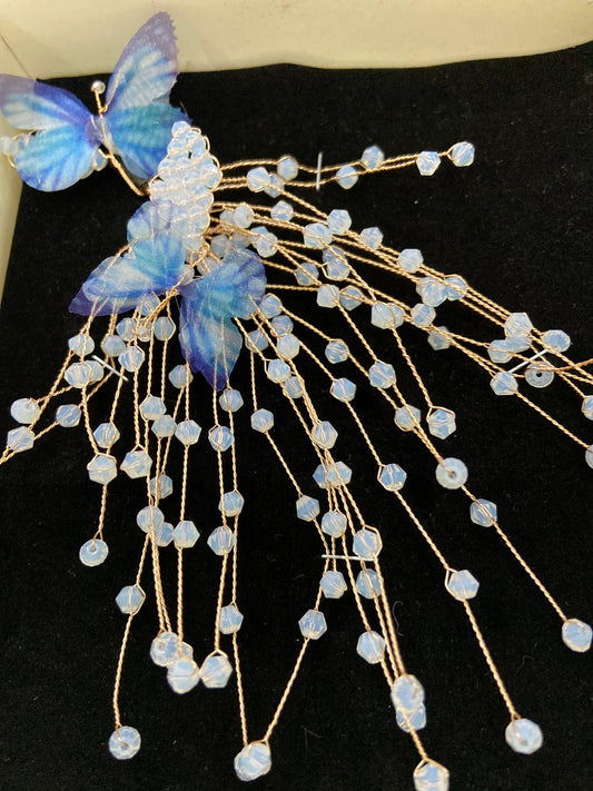 Blue Butterfly Crystal Hair Vine