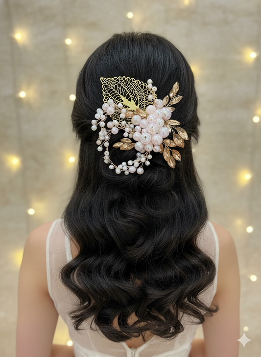 Blush Pearl & Crystal Floral Hair Vine