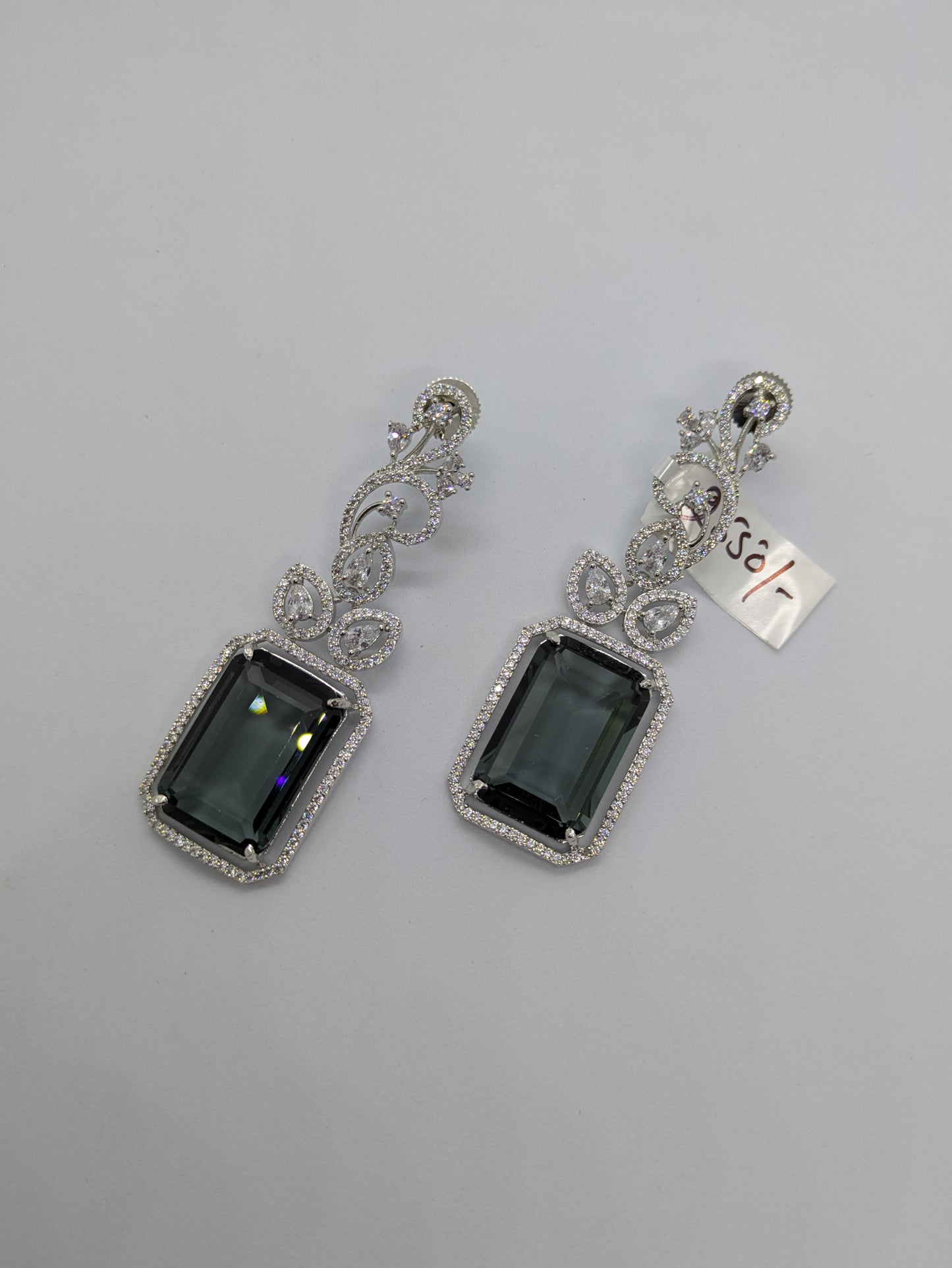 Smoky Silver Vine Drop Earrings