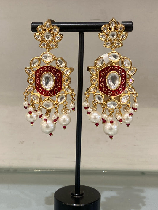 Kundan Pearl Dangler Earrings