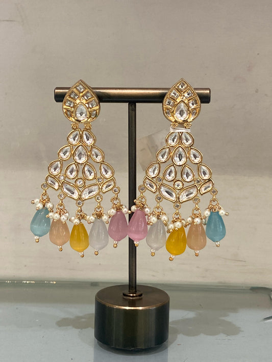 Pastel Drop Kundan Earrings