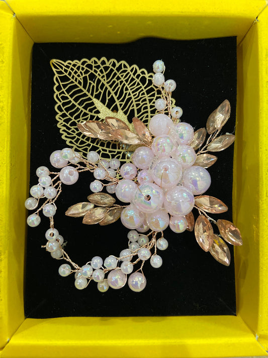 Blush Pearl & Crystal Floral Hair Vine